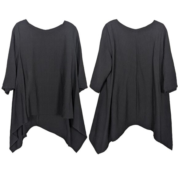 NICHE NILGUN DERMAN‎ asymmetrical hem Lagenlook comfortable black Tunic L - Picture 1 of 6